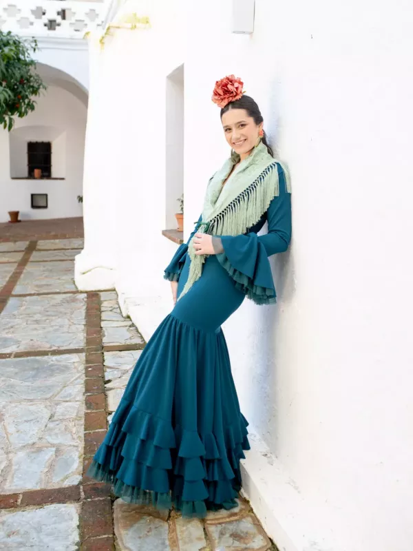 Mantón unicolor verdeagua