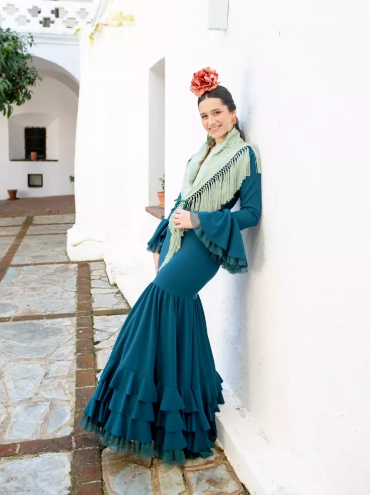 Mantón unicolor verdeagua