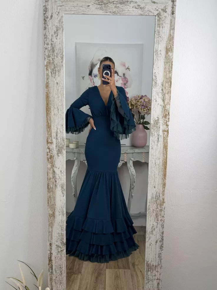 Vestido Belmonte azul petróleo