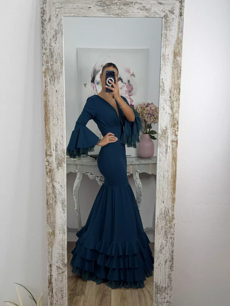 Vestido Belmonte azul petróleo