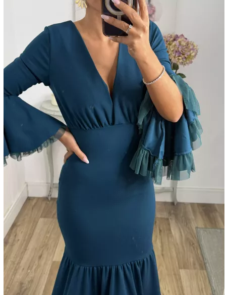 Vestido Belmonte azul petróleo