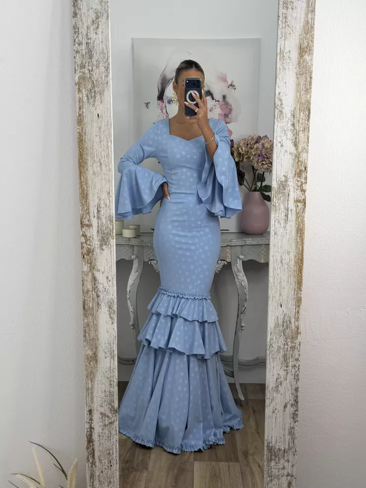 Vestido Abril lunares celeste