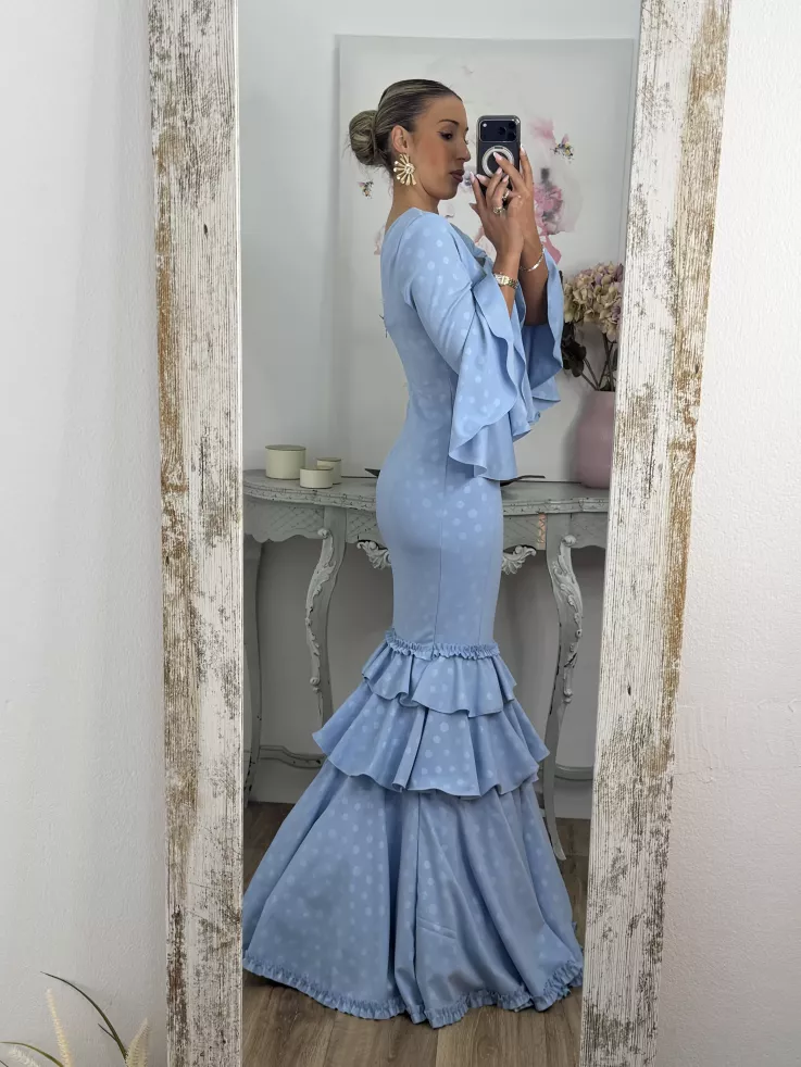 Vestido Abril lunares celeste
