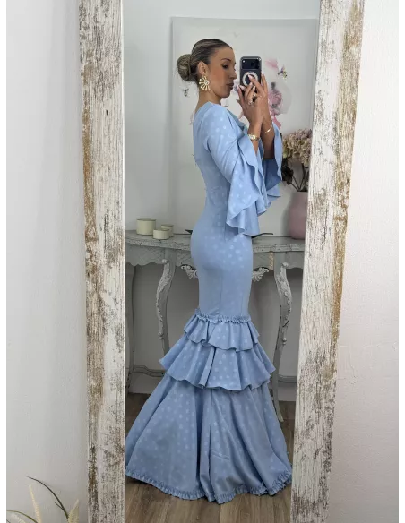 Vestido Abril lunares celeste