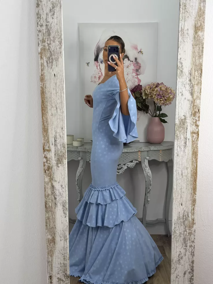 Vestido Abril lunares celeste