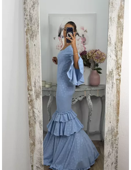 Vestido Abril lunares celeste