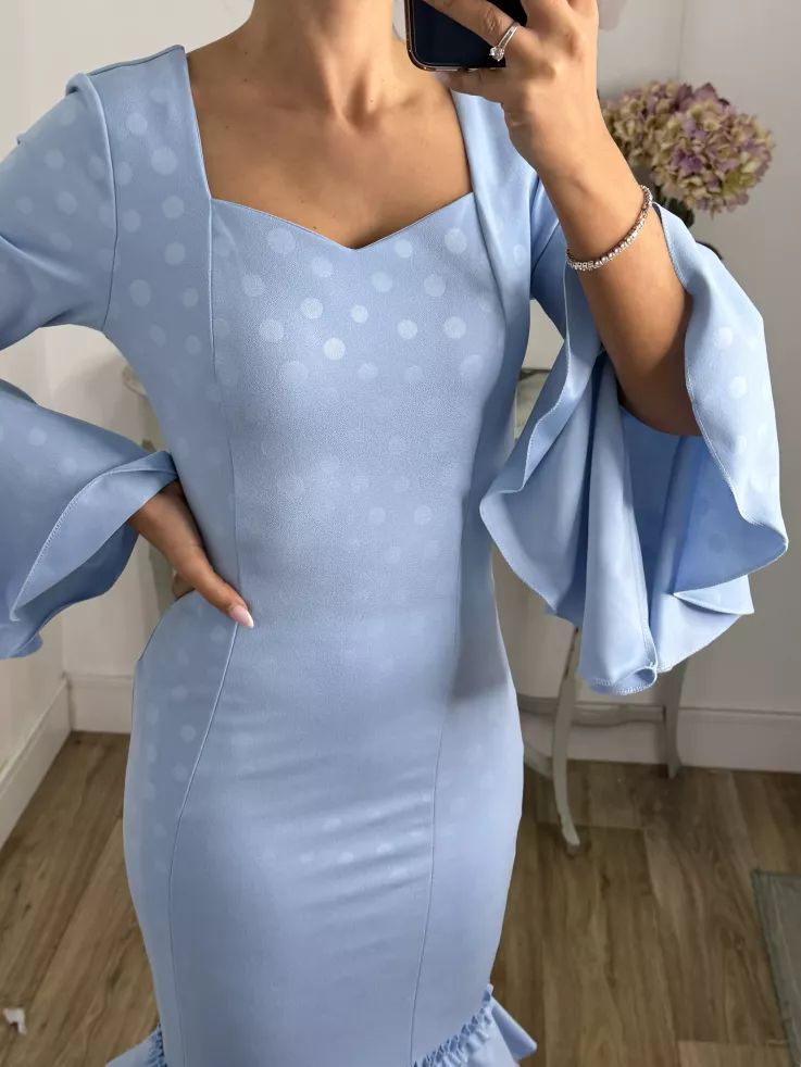 Vestido Abril lunares celeste