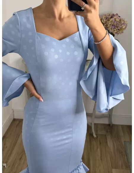 Vestido Abril lunares celeste