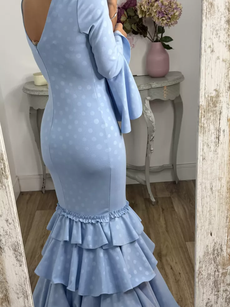 Vestido Abril lunares celeste