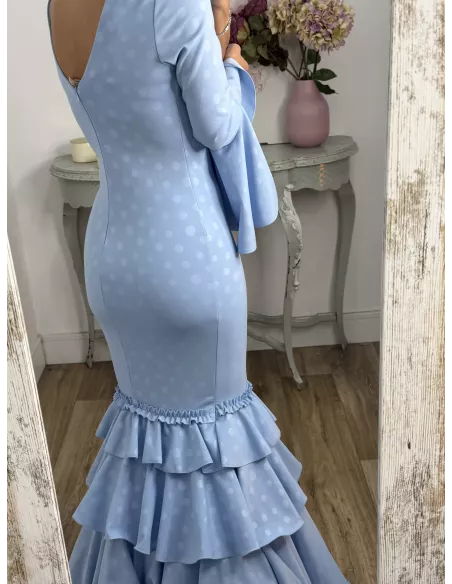 Vestido Abril lunares celeste