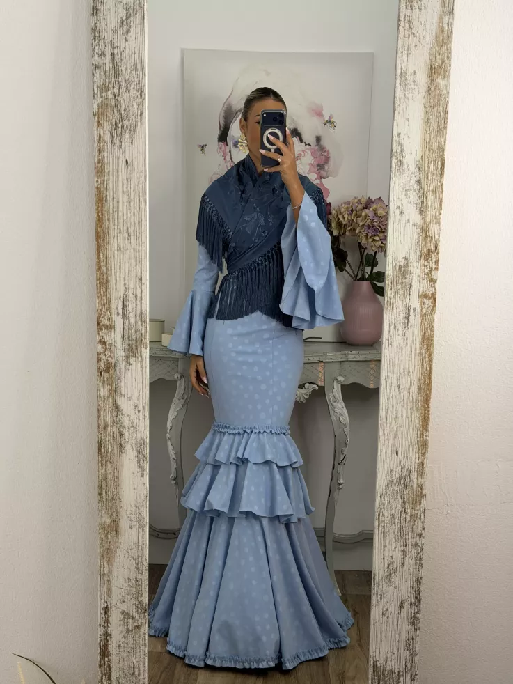 Vestido Abril lunares celeste
