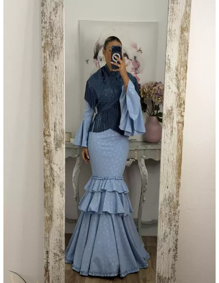 Vestido Abril lunares celeste