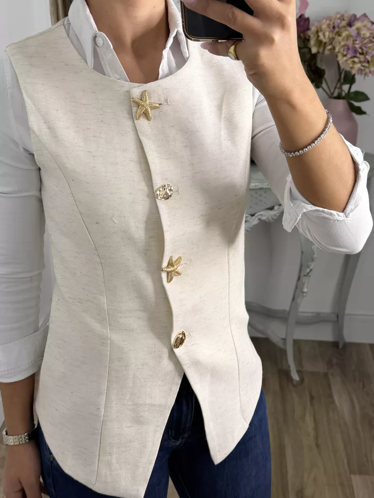 Chaleco botón dorado estrella de mar