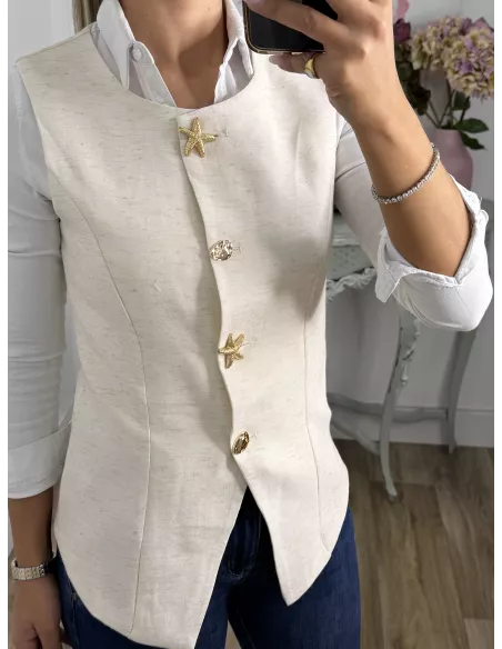 Chaleco botón dorado estrella de mar