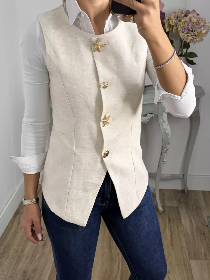 Chaleco botón dorado estrella de mar