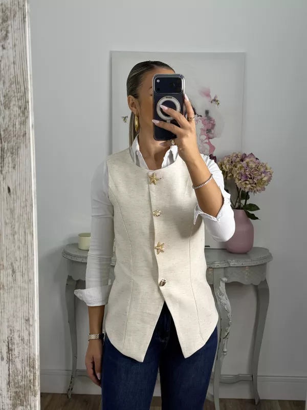 Chaleco botón dorado estrella de mar