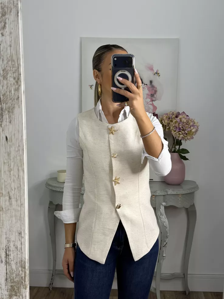 Chaleco botón dorado estrella de mar