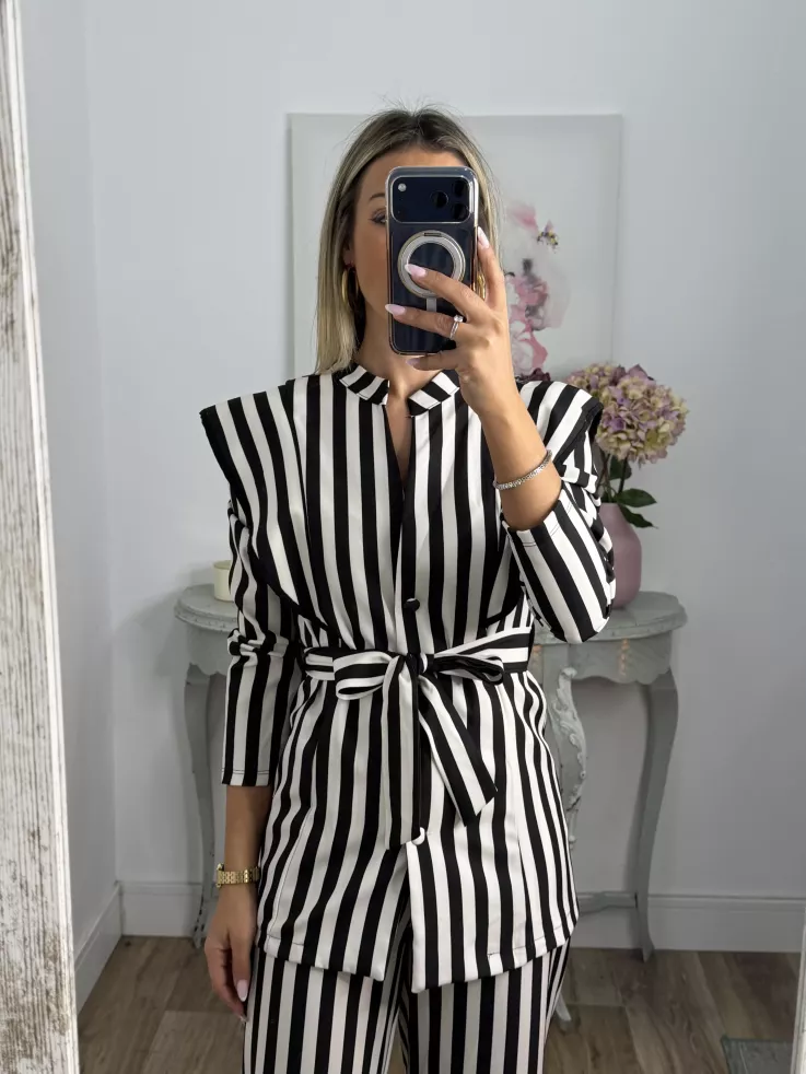 Conjunto Merino rayas negro y blanco