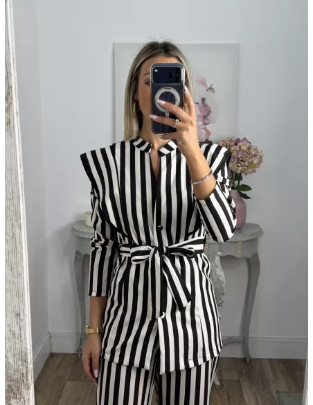 Conjunto Merino rayas negro y blanco