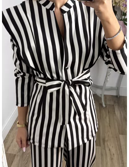 Conjunto Merino rayas negro y blanco