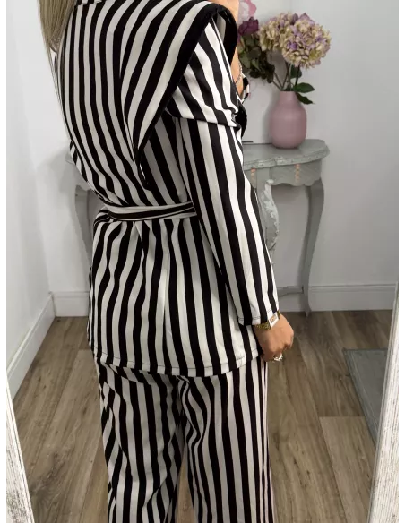 Conjunto Merino rayas negro y blanco