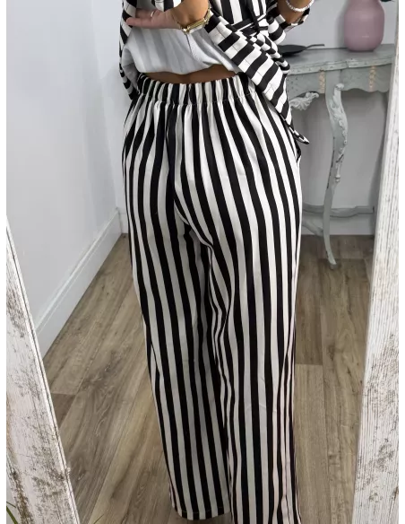 Conjunto Merino rayas negro y blanco