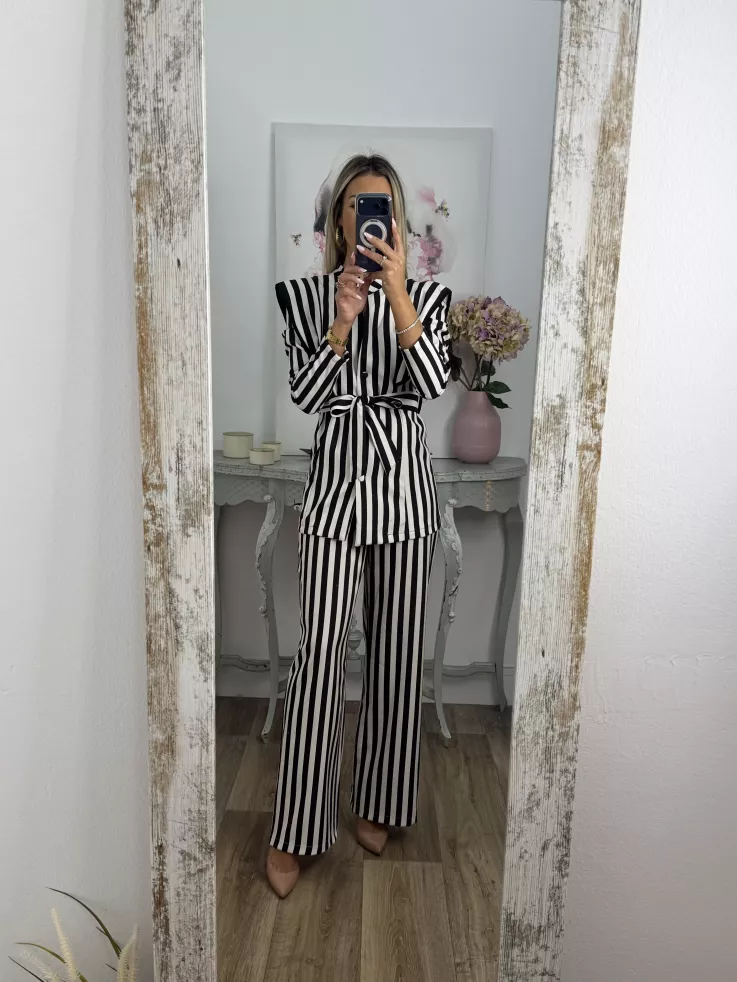 Conjunto Merino rayas negro y blanco