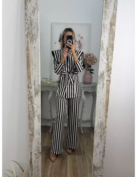 Conjunto Merino rayas negro y blanco