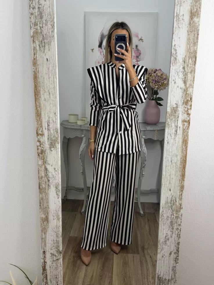 Conjunto Merino rayas negro y blanco