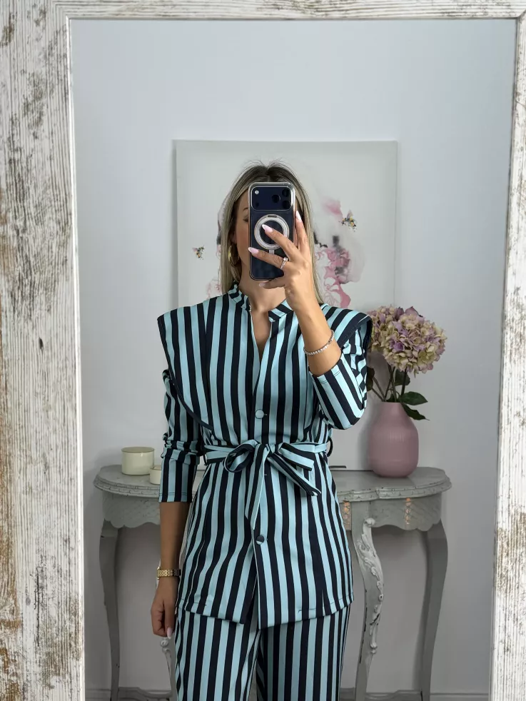 Conjunto Merino rayas tonos azules