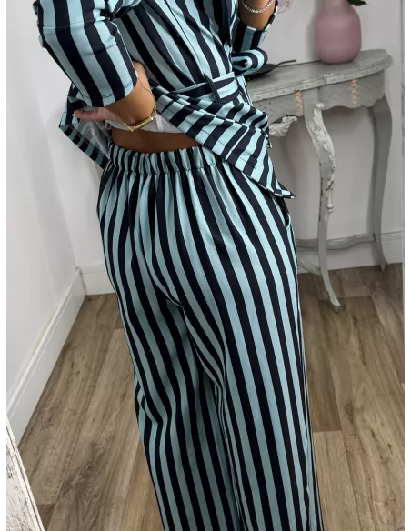 Conjunto Merino rayas tonos azules