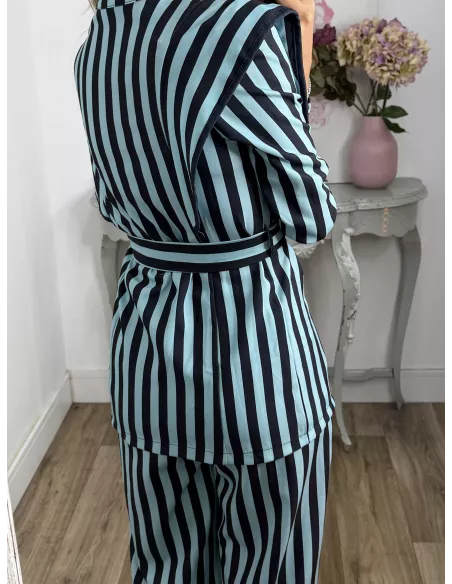 Conjunto Merino rayas tonos azules