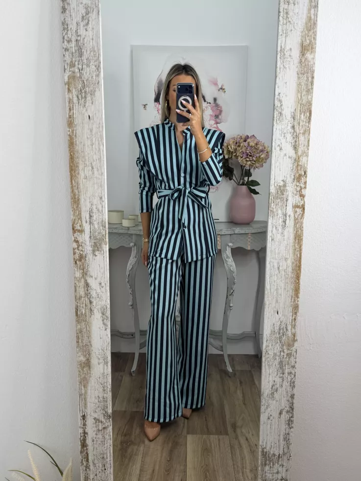 Conjunto Merino rayas tonos azules