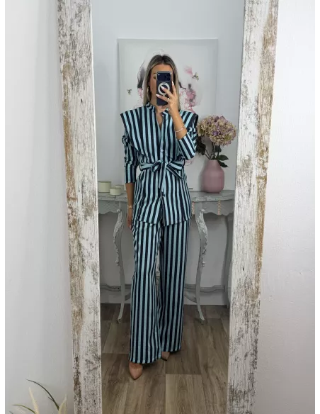 Conjunto Merino rayas tonos azules