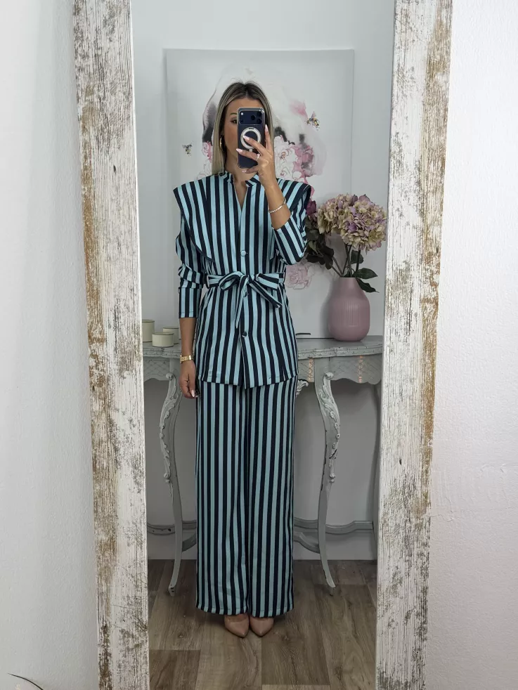 Conjunto Merino rayas tonos azules