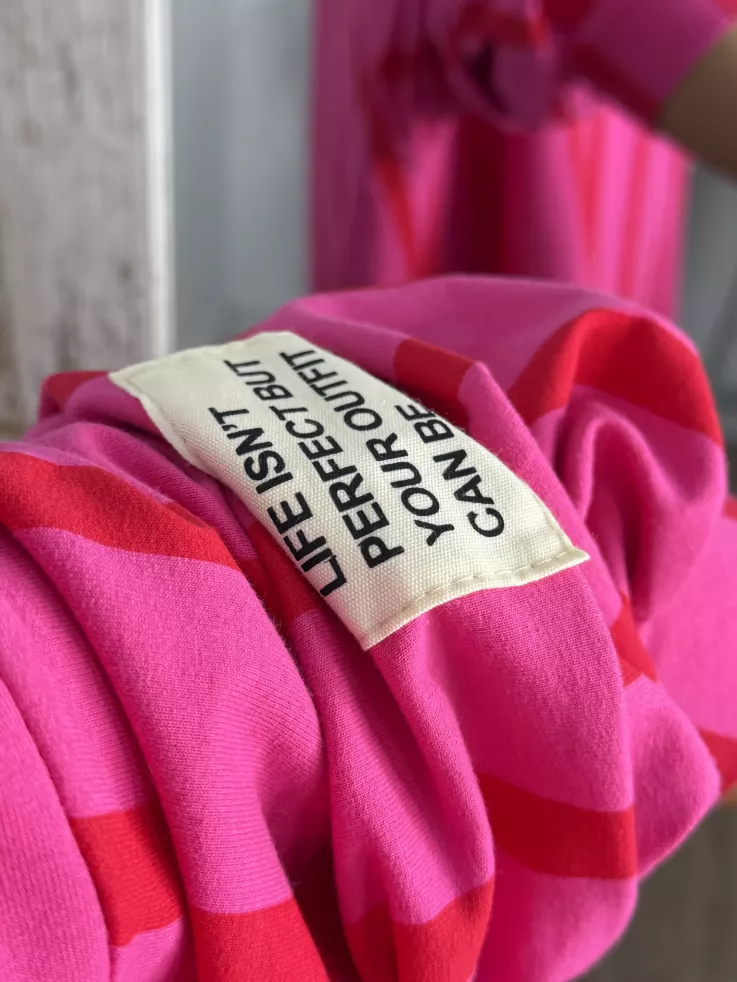 Sudadera Perfect de rayas rosa y roja