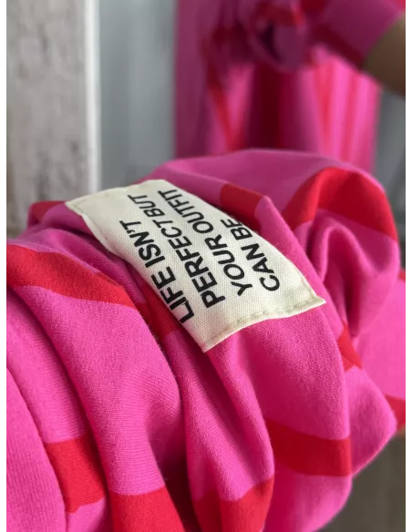 Sudadera Perfect de rayas rosa y roja