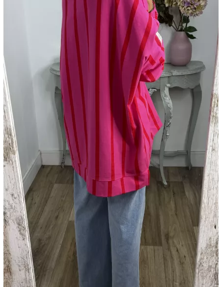Sudadera Perfect de rayas rosa y roja