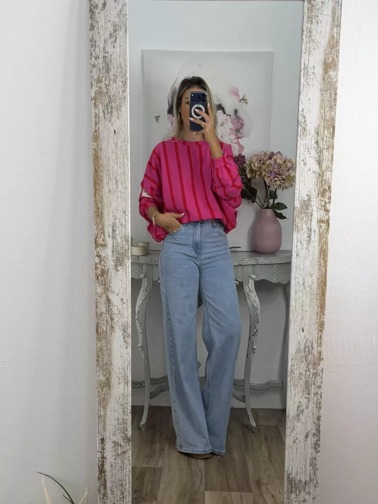 Sudadera Perfect de rayas rosa y roja