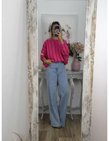 Sudadera Perfect de rayas rosa y roja