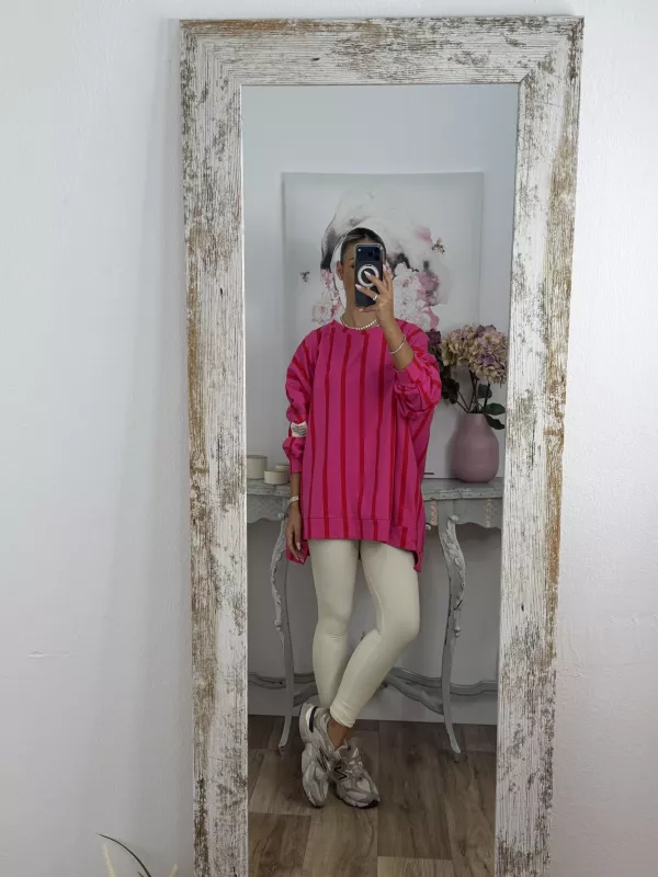 Sudadera Perfect de rayas rosa y roja