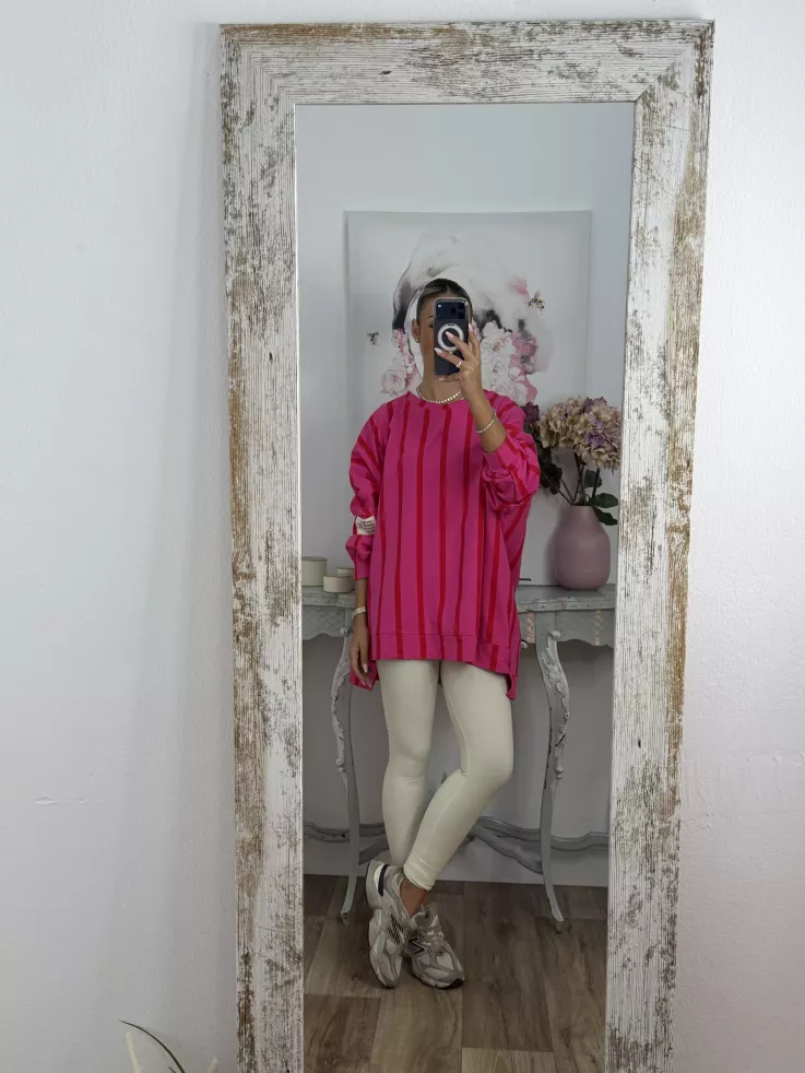 Sudadera Perfect de rayas rosa y roja