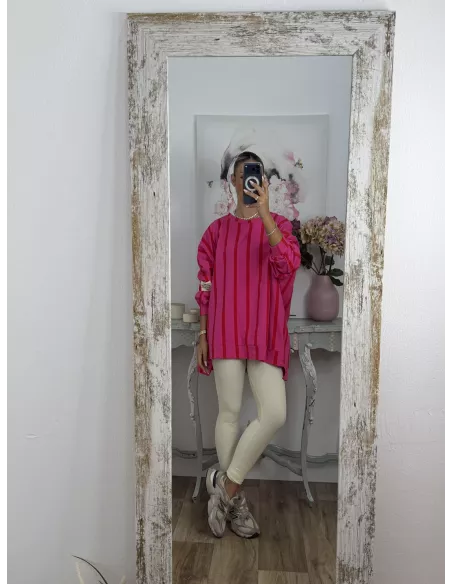 Sudadera Perfect de rayas rosa y roja