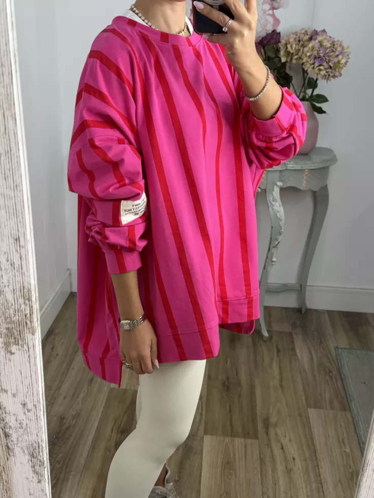 Sudadera Perfect de rayas rosa y roja