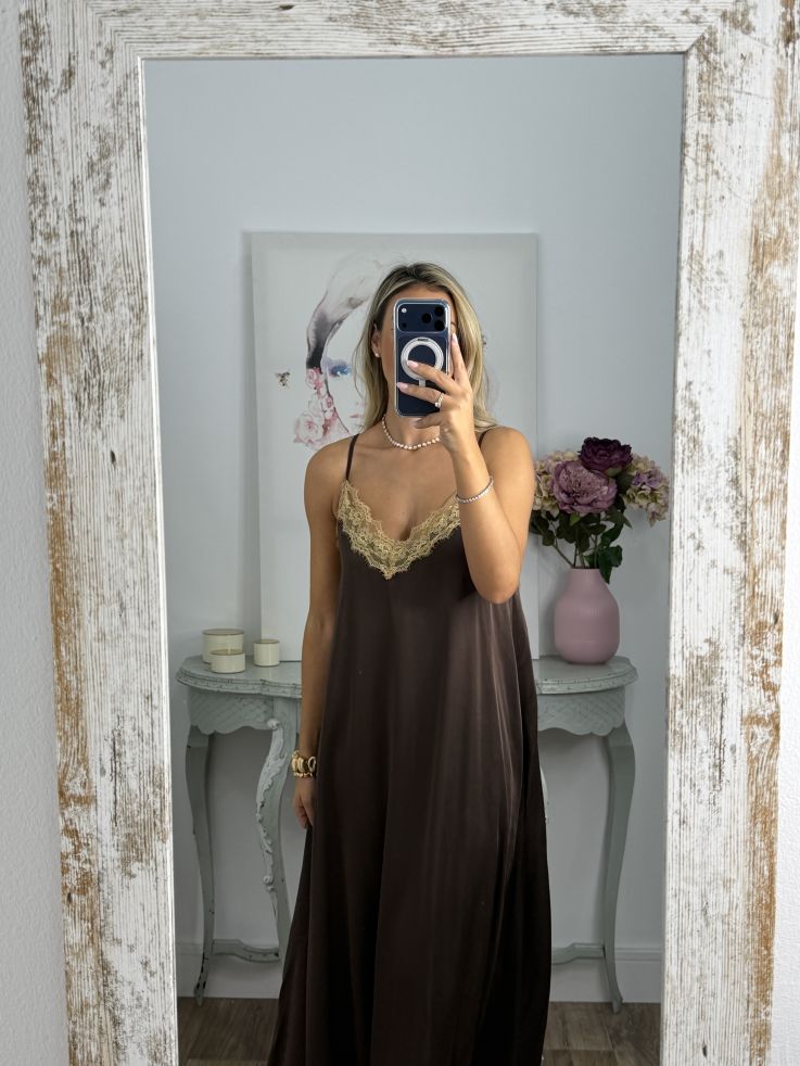 Vestido lencero largo chocolate