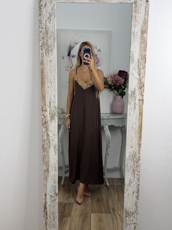 Vestido lencero largo chocolate