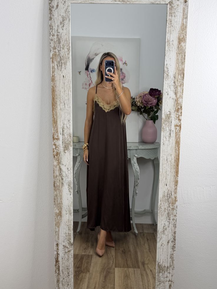 Vestido lencero largo chocolate