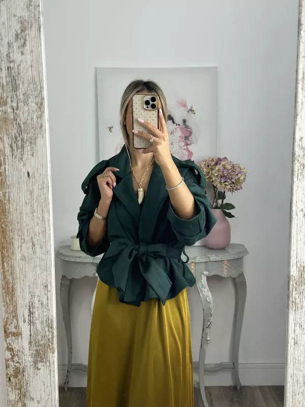 Gabardina corta antelina verde