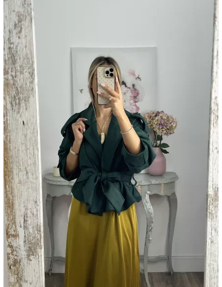 Gabardina corta antelina verde