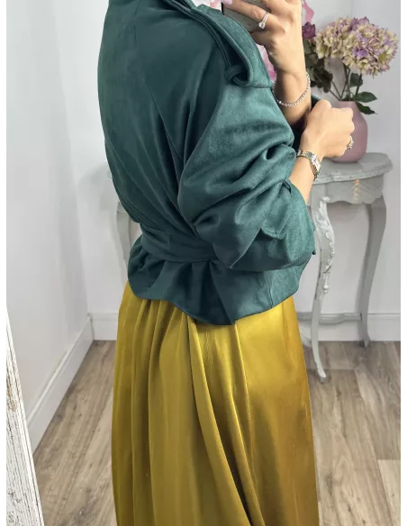 Gabardina corta antelina verde